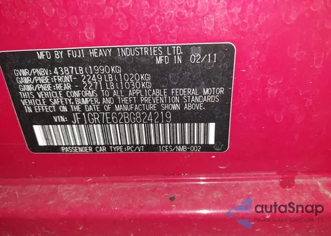 2011 Subaru Impreza Wrx Limited z USA, uszkodzony, nr VIN JF1GR7E62BG824219